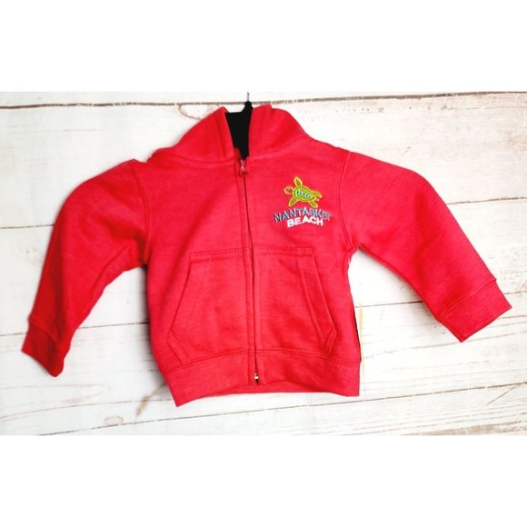 Esy Surf Co. Raspberry Color 12M Cotton/Poly Toddler Full Zip Hooded Sweater - Picture 9 of 12